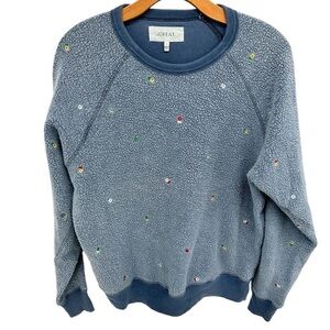 THE GREAT. Blue Sweatshirt with Colorful Accents